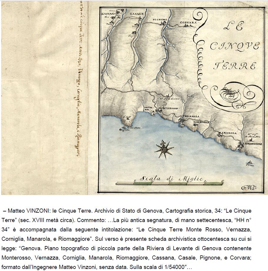 Cartina storica del territorio di Beverino e dintorni